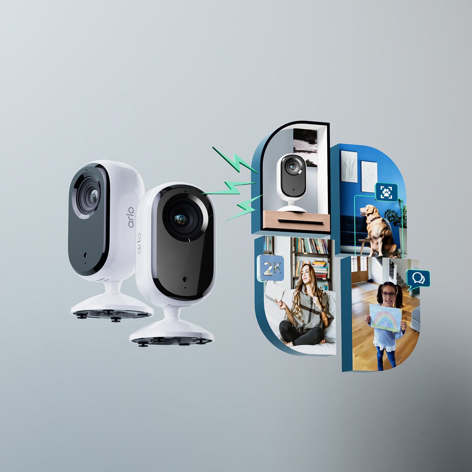  Caméra de surveillance intérieure 2K pour une protection complète de votre domicile.